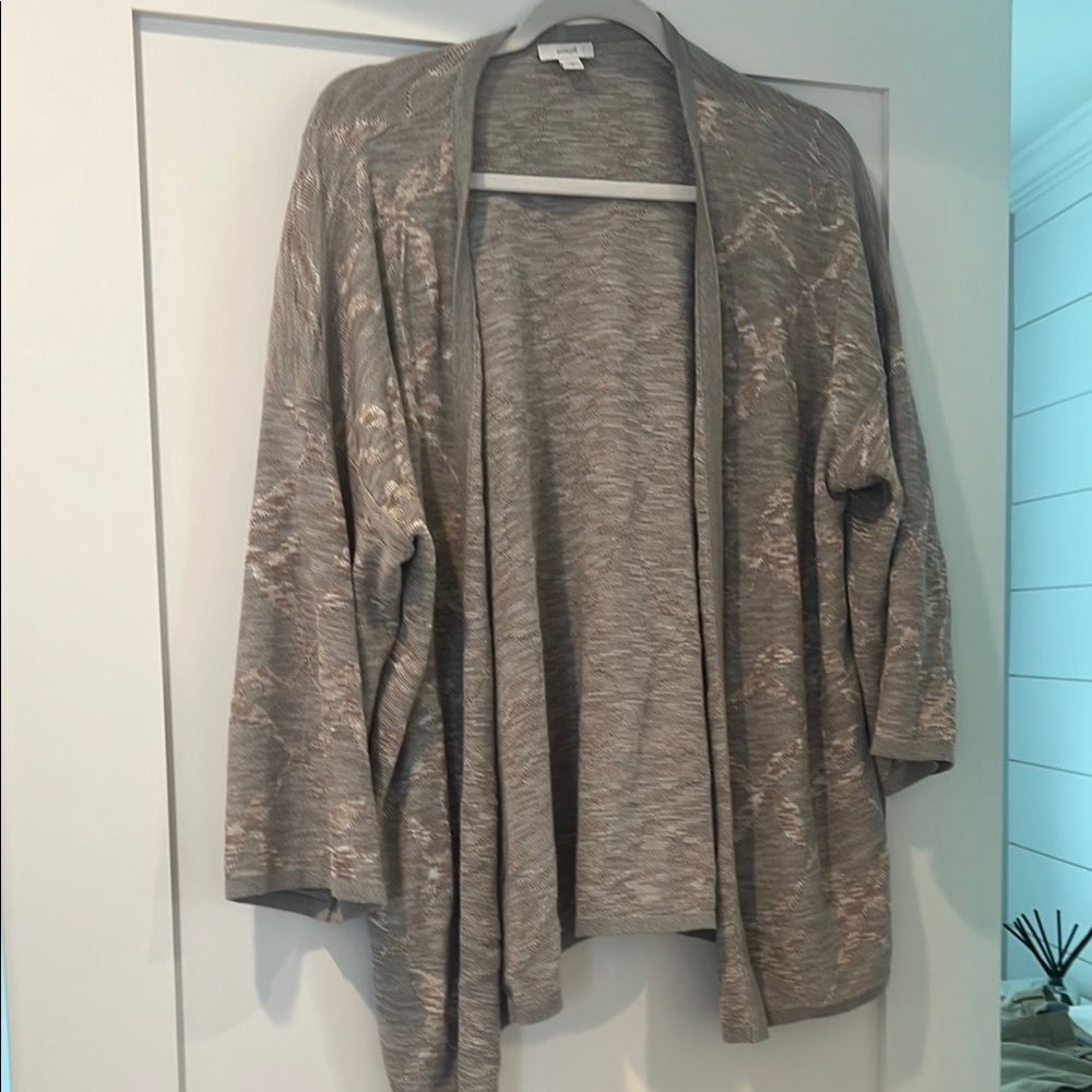 J. Jill Gray Cardigan Sweater with Relaxed Draped Silhouette